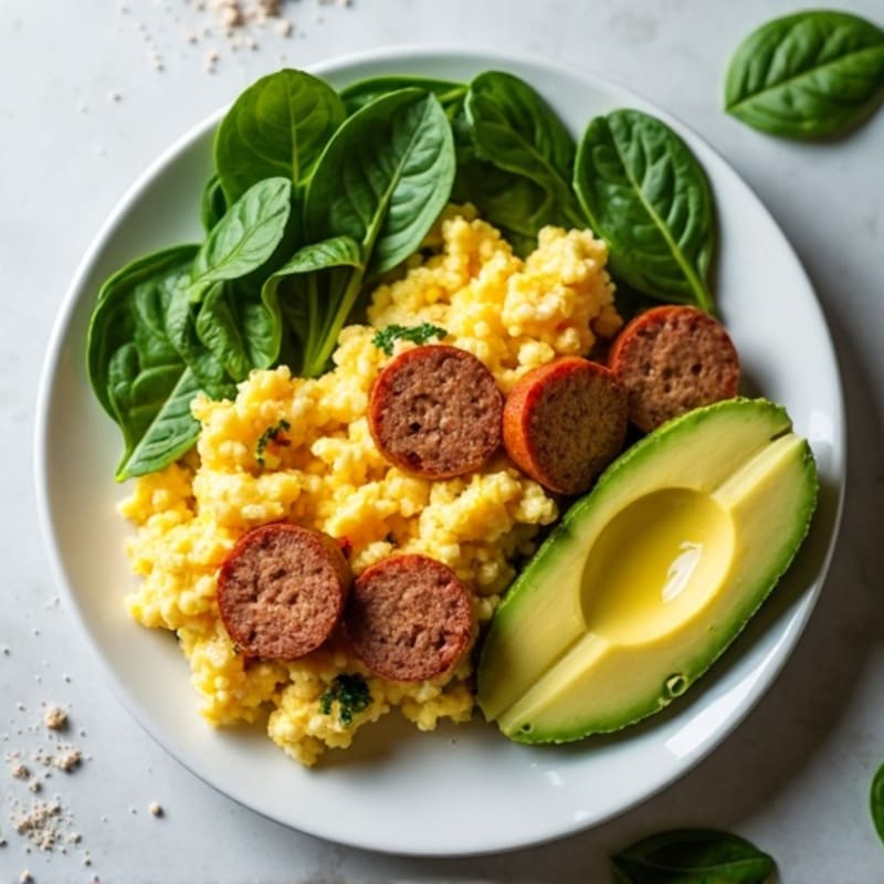 Egg White and Turkey Sausage Scramble with Spinach