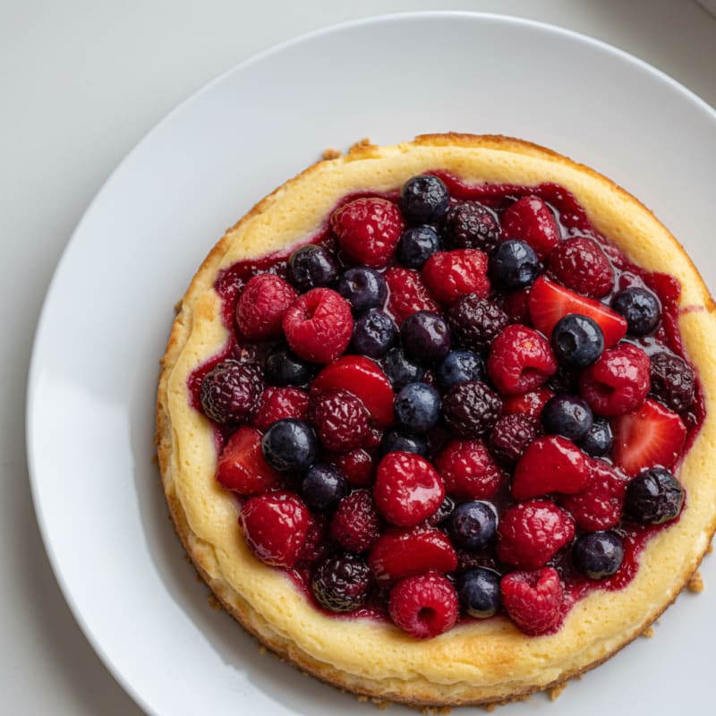 Greek Yogurt Protein Cheesecake with Mixed Berries