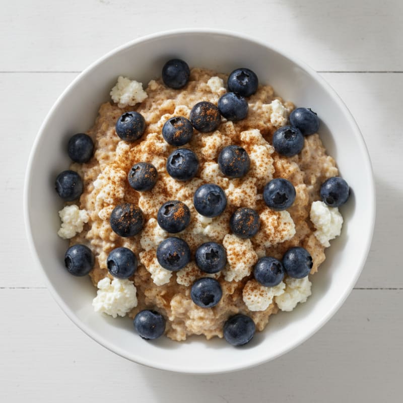 Creamy Cottage Cheese Oatmeal with Fresh Berries