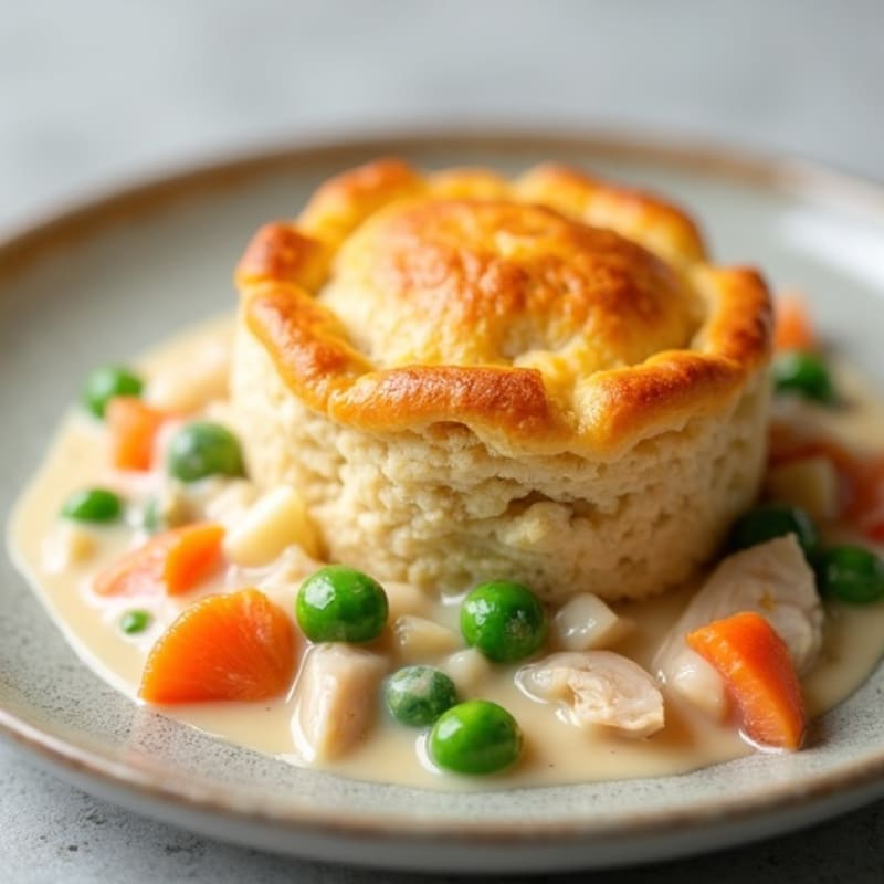 Healthy Creamy Chicken Pot Pie with Golden Biscuit Topping