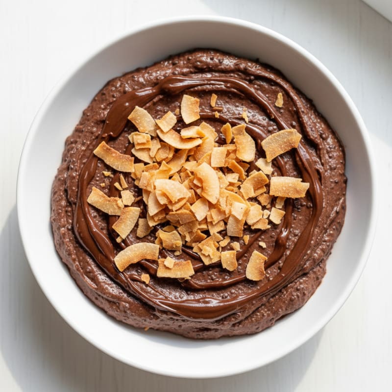 Silky Chocolate Protein Pudding with Toasted Coconut