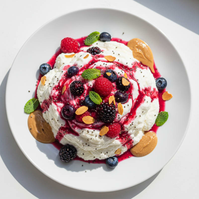 Silky Greek Yogurt Protein Mousse with Mixed Berries