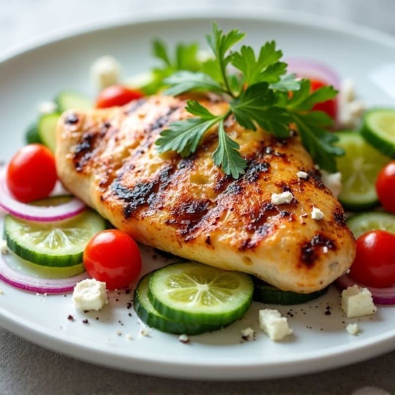 Grilled Lemon Chicken with Fresh Feta Cucumber Salad