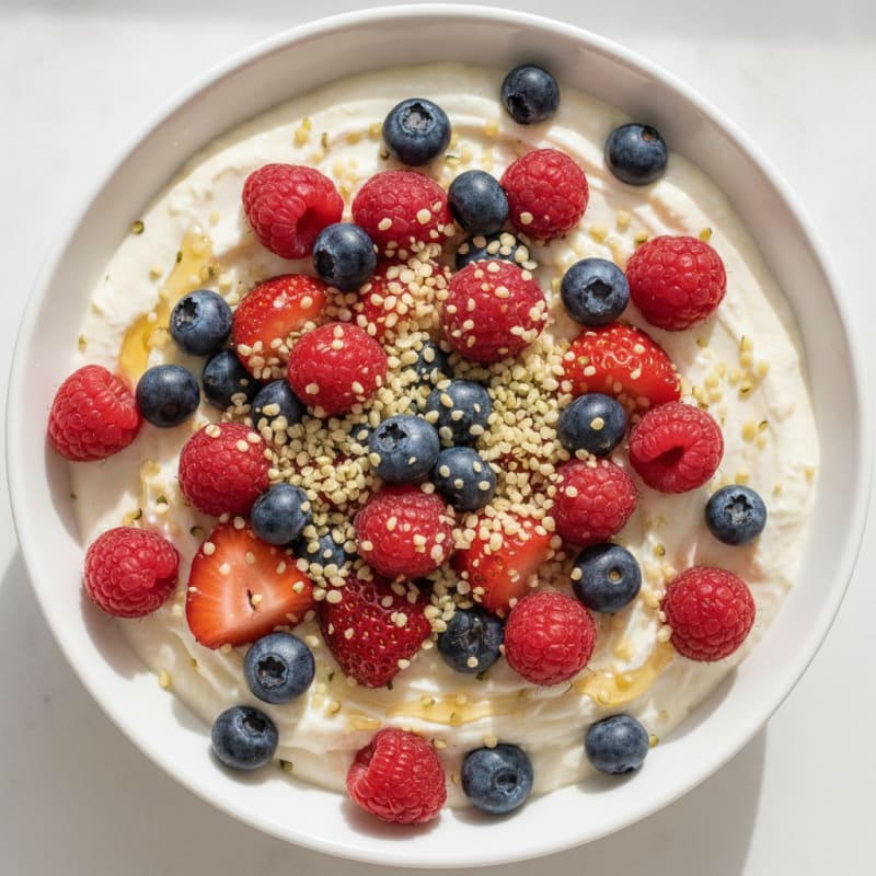 Silky Greek Yogurt Protein Pudding with Mixed Berries