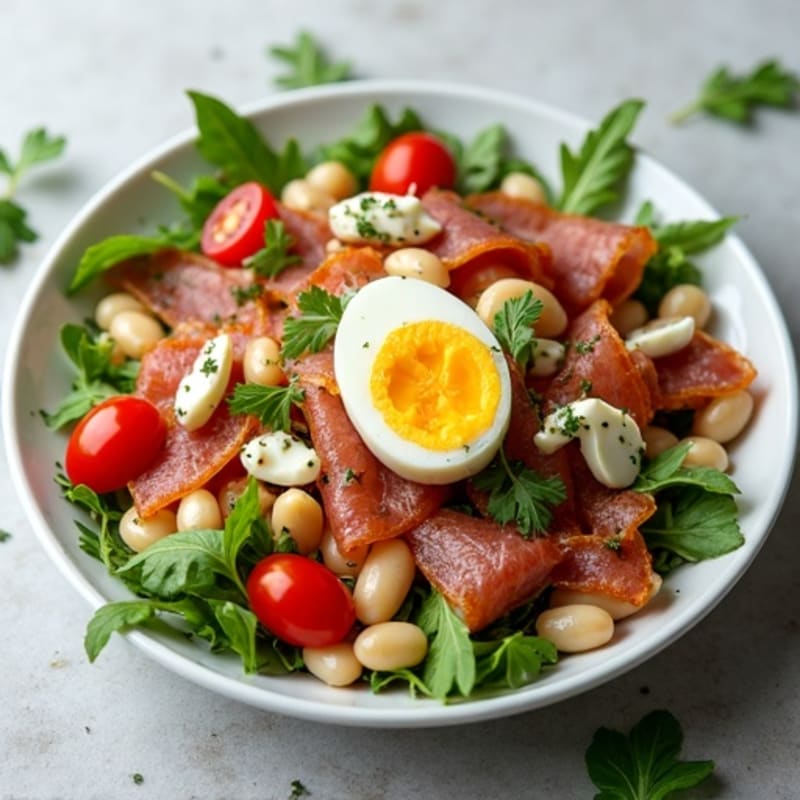 Crispy Jamon Serrano and White Bean Salad with Fresh Herbs
