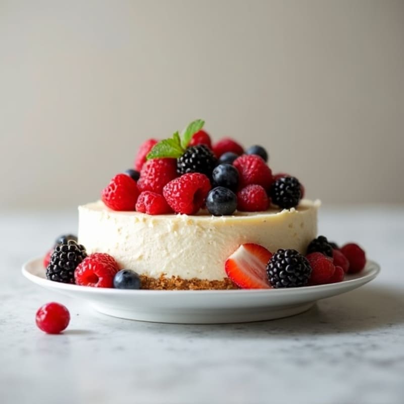 Creamy Greek Yogurt Protein Cheesecake with Fresh Berries