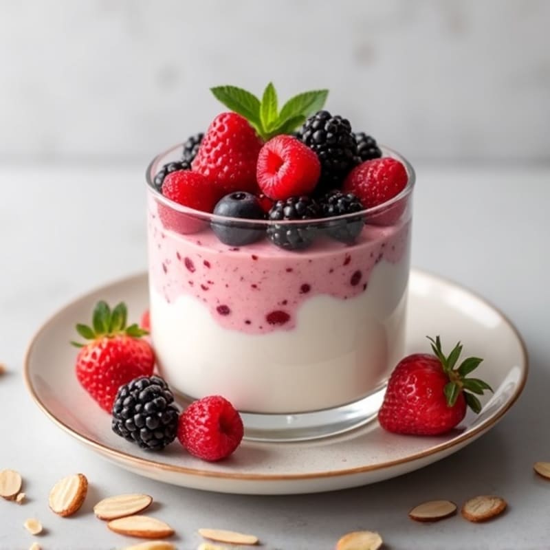 Greek Yogurt Protein Parfait with Mixed Berries and Almonds