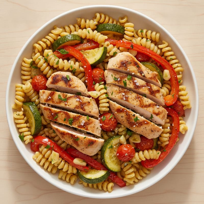 Garlic Herb Pasta with Roasted Vegetables