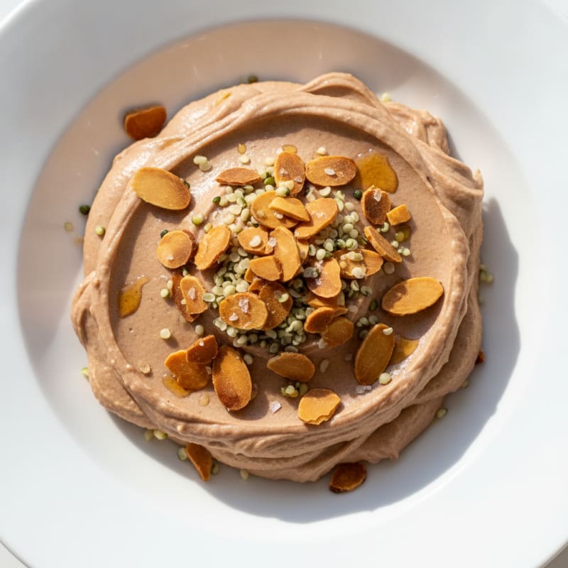 Chocolate Cottage Cheese Mousse with Toasted Almonds