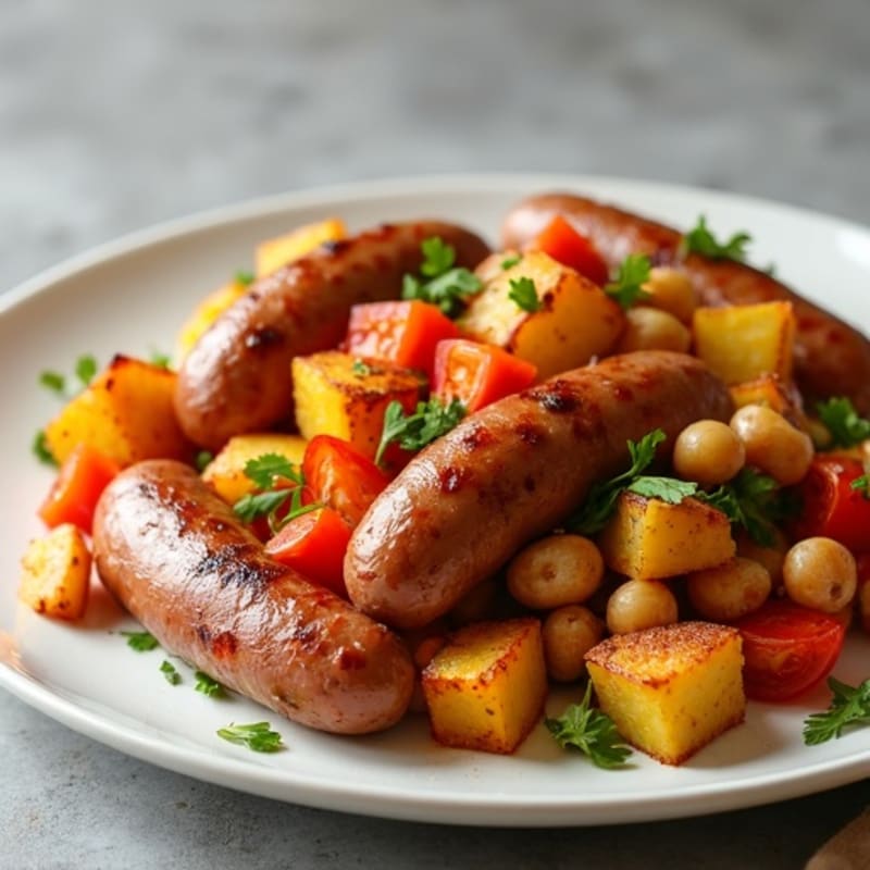 Roasted Sausage and Crispy Potatoes with Mixed Vegetables