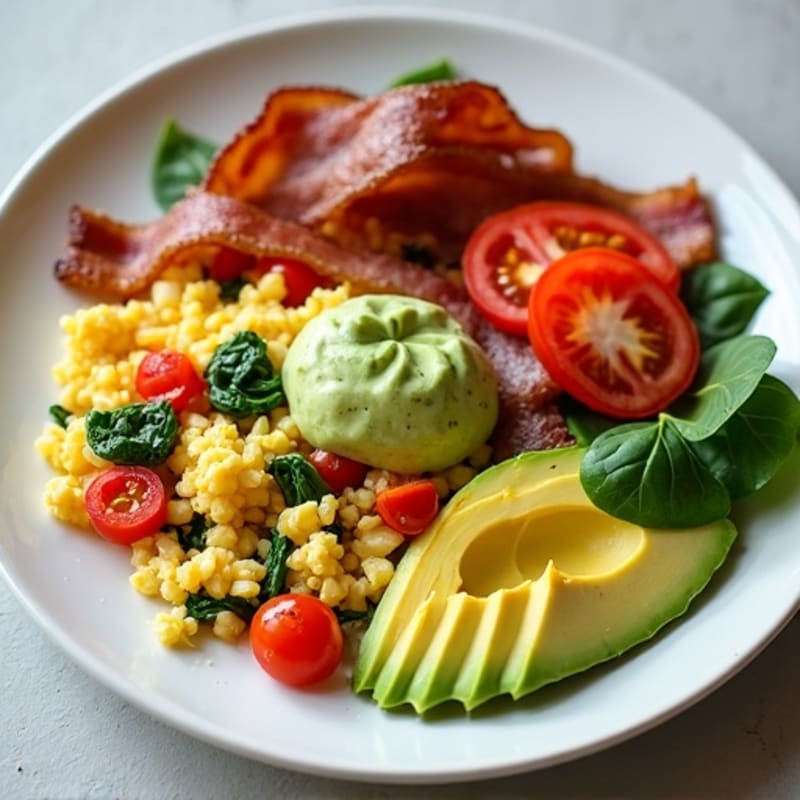 Egg White Veggie Scramble with Turkey Bacon