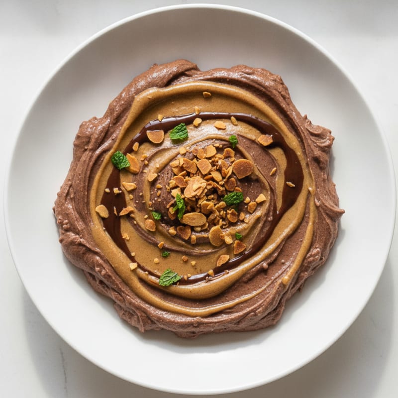 Silky Chocolate Protein Mousse with Almond Butter Swirl
