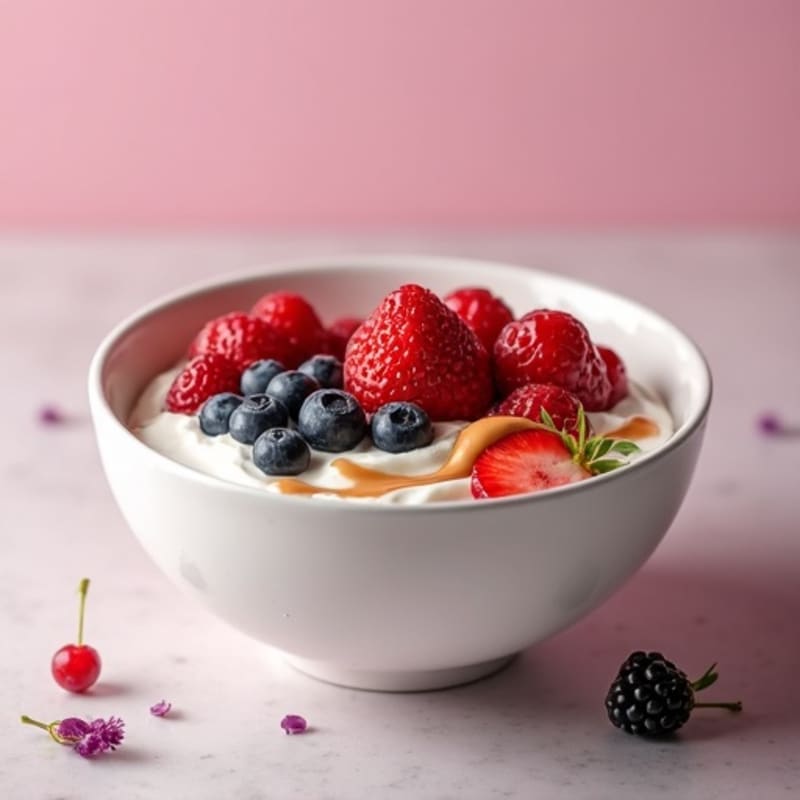 Greek Yogurt Protein Bowl with Mixed Berries and Almond Butter