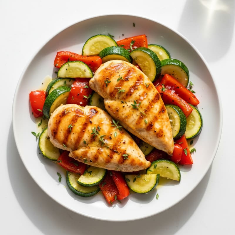 Grilled Lemon-Herb Chicken with Roasted Vegetables