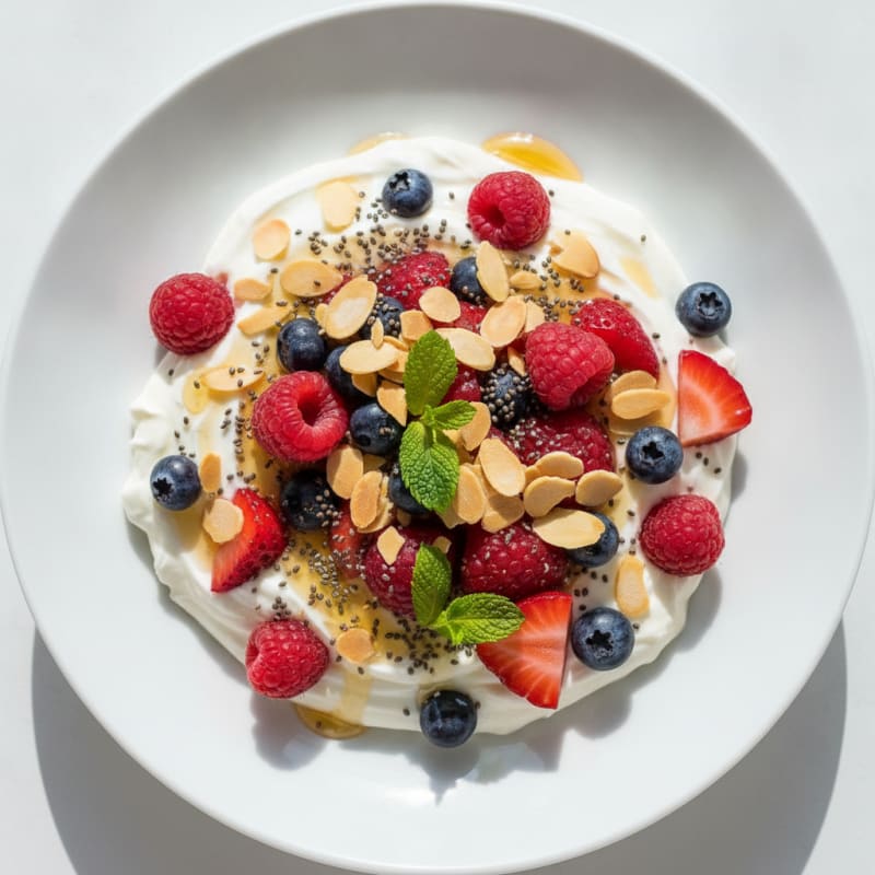 Greek Yogurt Protein Parfait with Mixed Berries