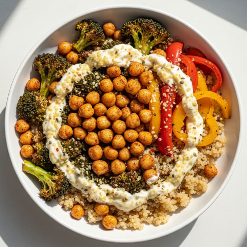Roasted Vegetable and Chickpea Grain Bowl
