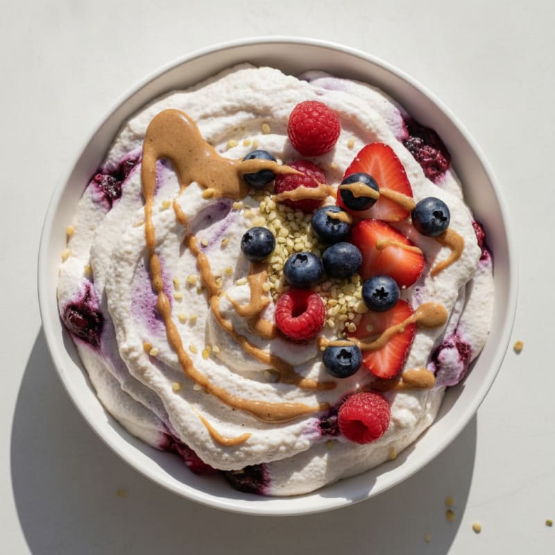 Greek Yogurt Protein Mousse with Mixed Berries