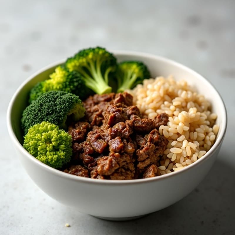 Savory Lean Beef and Roasted Broccoli Rice Bowl