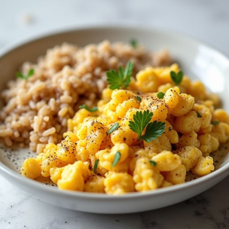 Egg White and Turkey Scramble with Brown Rice