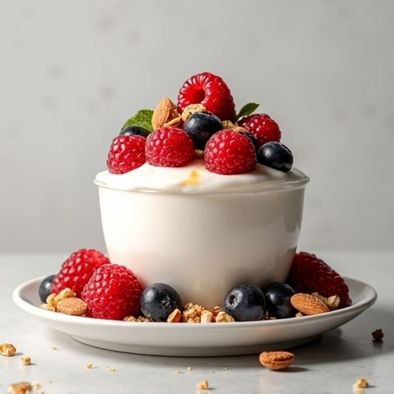 Creamy Greek Yogurt Parfait with Mixed Berries and Almonds