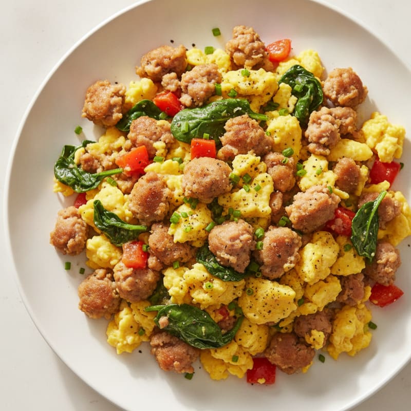 Pork Sausage and Eggs Scramble