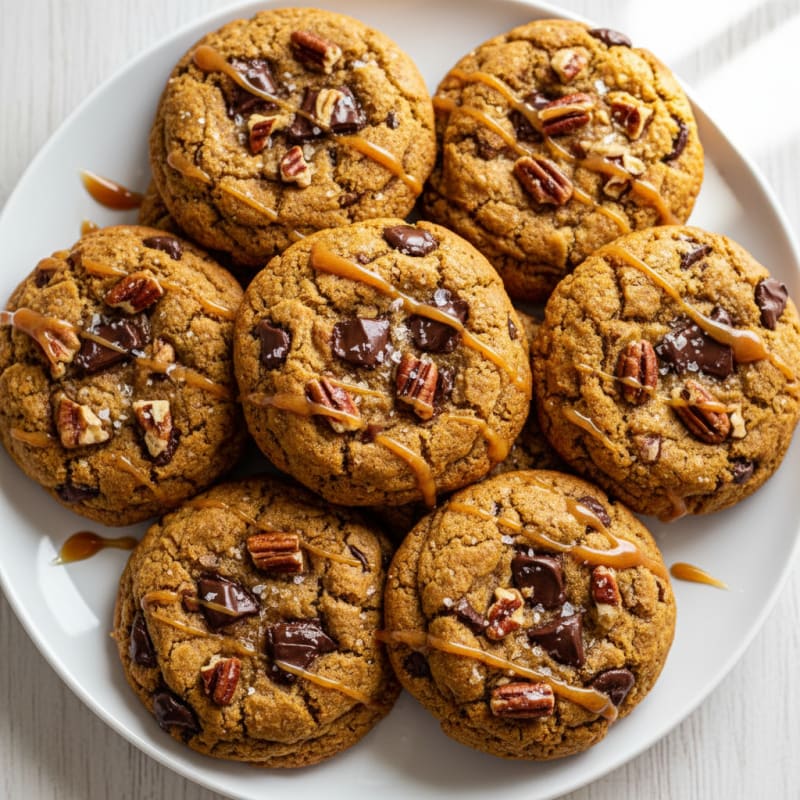Crunchy Caramelized Pecan Chocolate Cookies