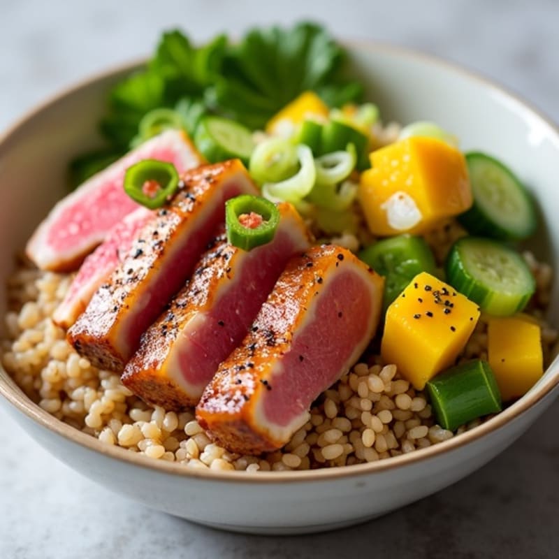 Fresh Ahi Tuna Poke Bowl with Mango Cucumber Salsa
