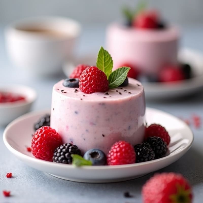 Greek Yogurt Protein Mousse with Mixed Berries