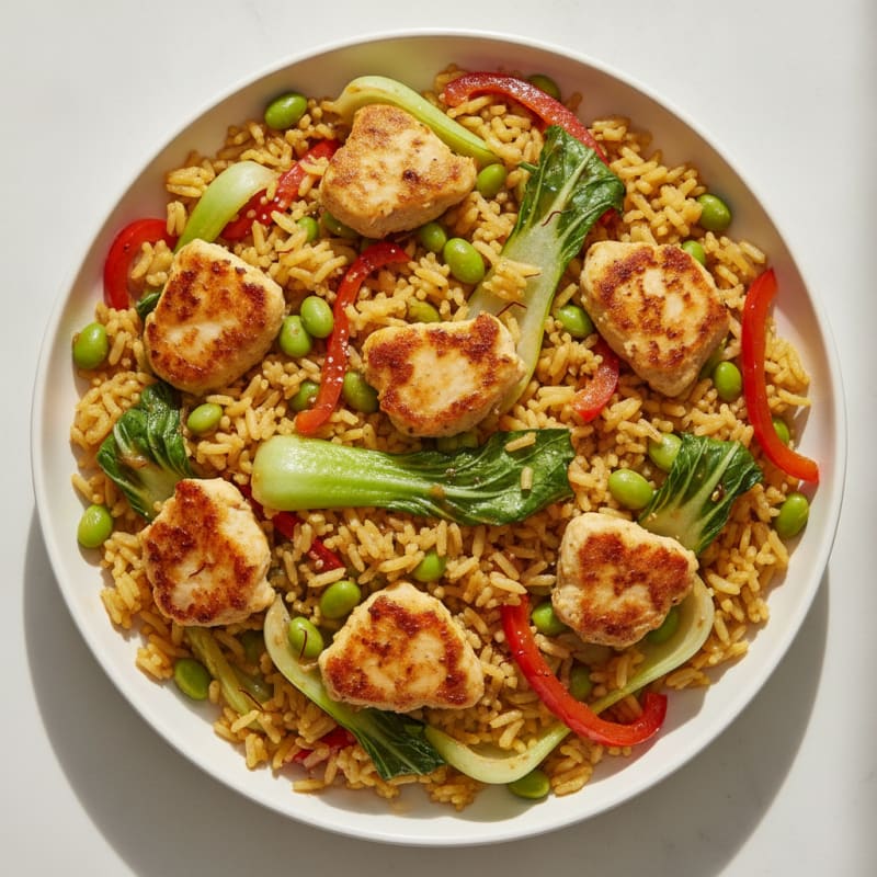 Beyond Chicken with Saffron Rice and Asian Vegetables