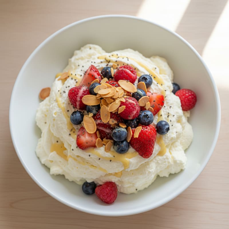 Greek Yogurt Protein Mousse with Mixed Berries