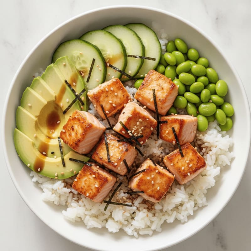 Sushi Rice Bowl with Salmon and Avocado