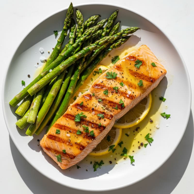 Lemon Herb Grilled Salmon with Asparagus