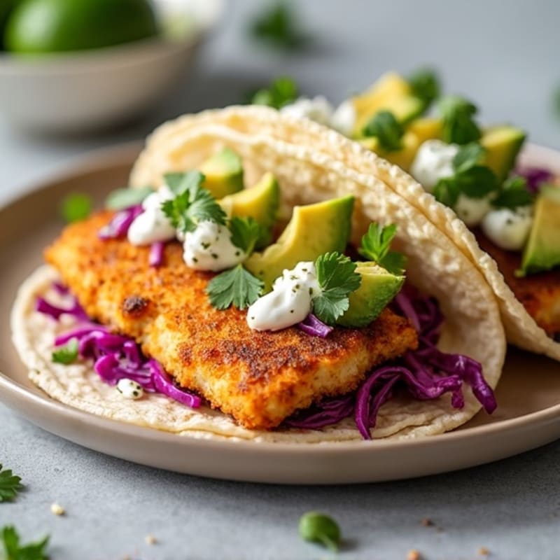 Crispy Baked Fish Tacos with Lime Slaw