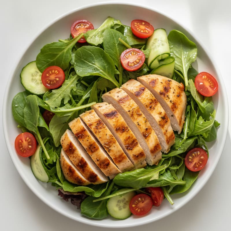 Grilled Chicken Salad with Mixed Greens and Cherry Tomatoes