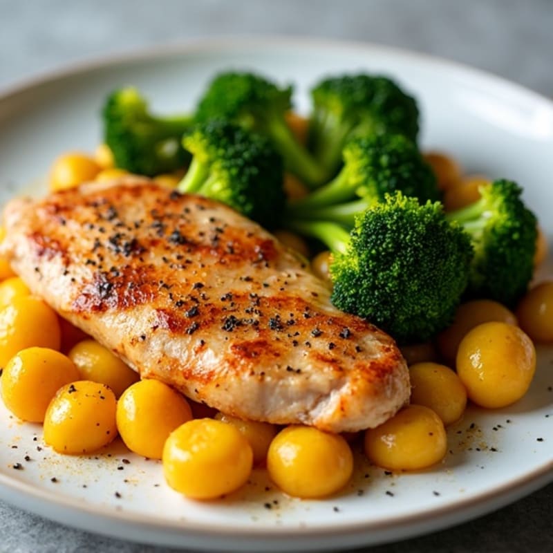 Sweet Potato Gnocchi with Pan-Seared Chicken and Roasted Broccoli