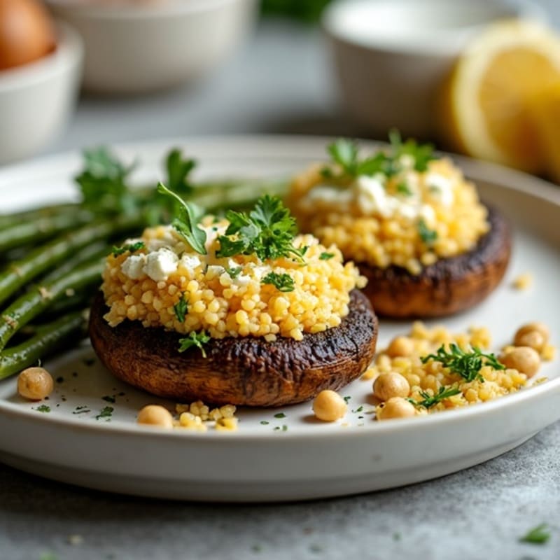 Roasted Portobello Mushrooms Stuffed with Herbed Quinoa