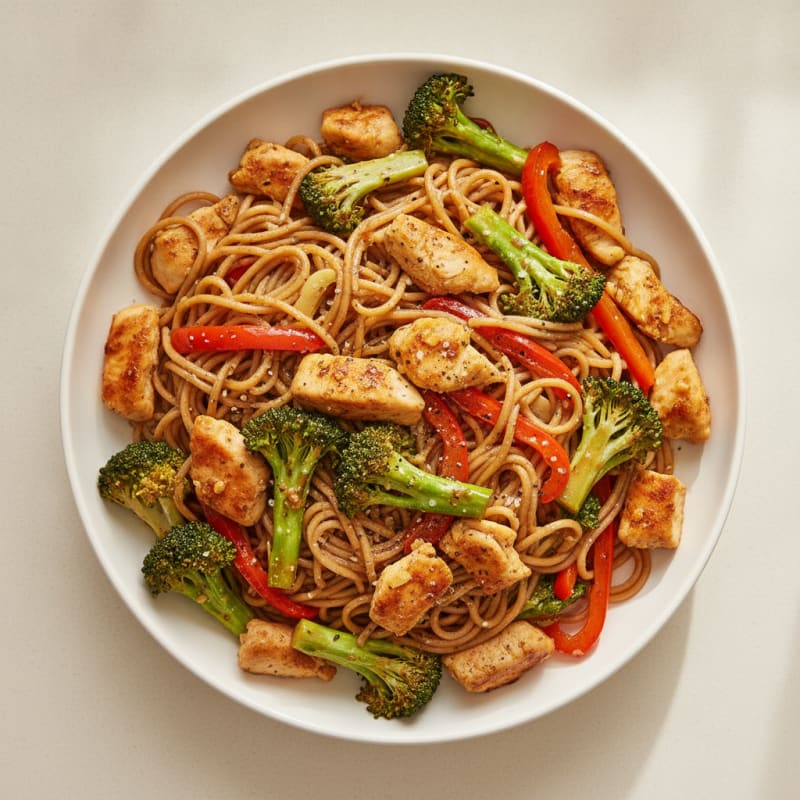 Ginger-Garlic Chicken Stir-Fry with Noodles