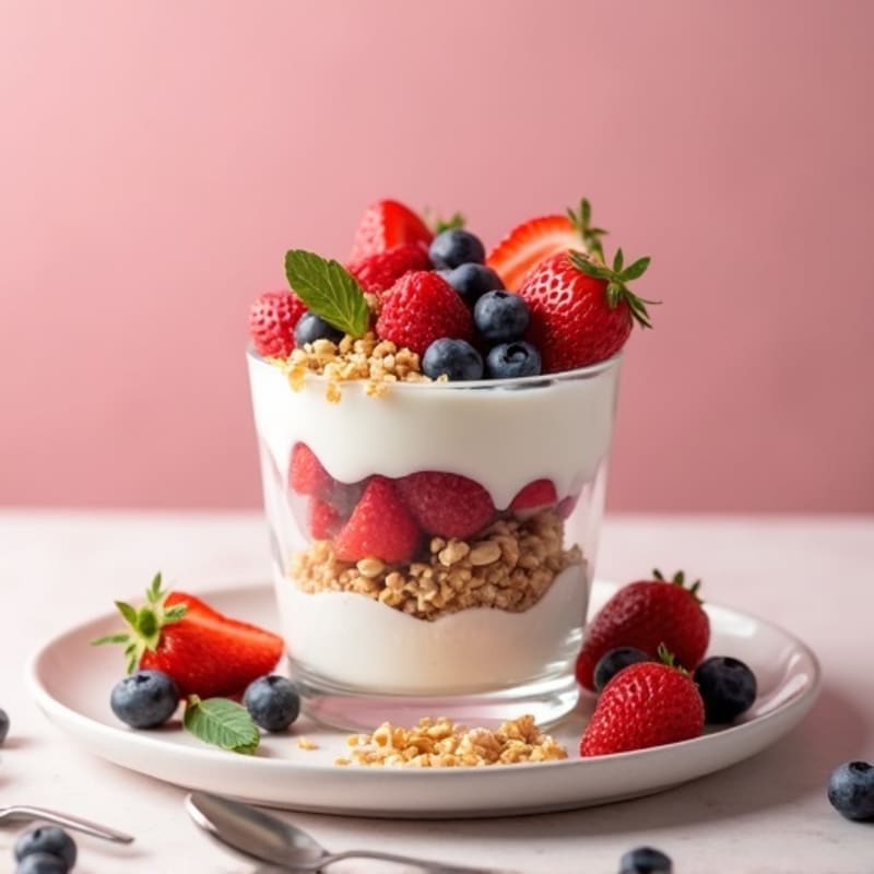 Greek Yogurt Parfait with Berries and Crunchy Almond Granola