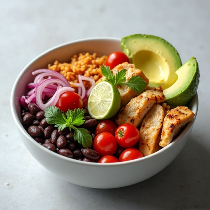 Fresh Black Bean Burrito Bowl with Creamy Avocado