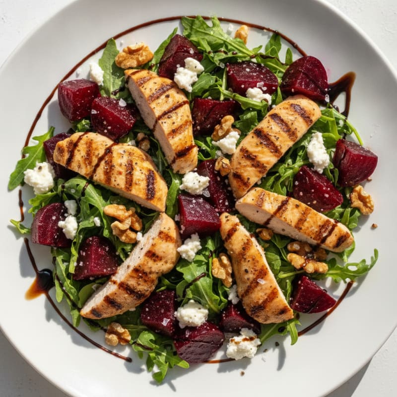 Roasted Beet and Goat Cheese Salad with Chicken
