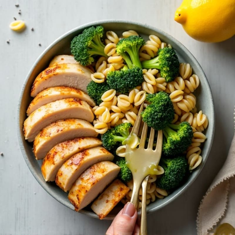 Grilled Chicken Pasta Salad with Roasted Broccoli and Lemon Vinaigrette