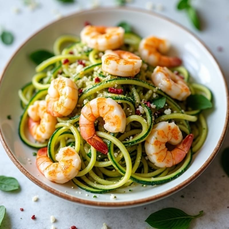 Herb-Roasted Zucchini Noodles with Garlic Shrimp