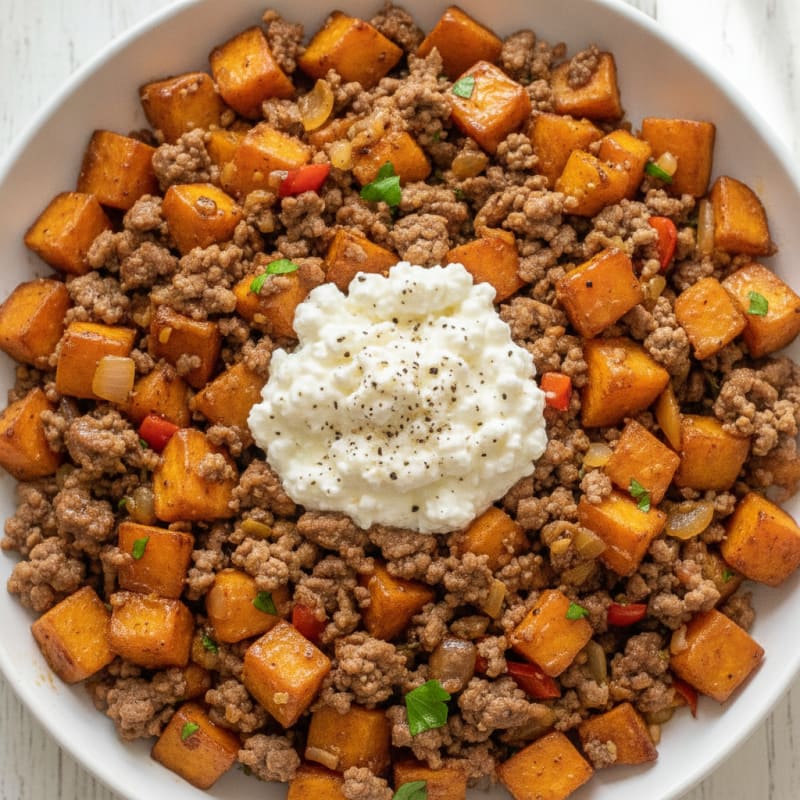 Honey-Glazed Beef and Sweet Potato Skillet