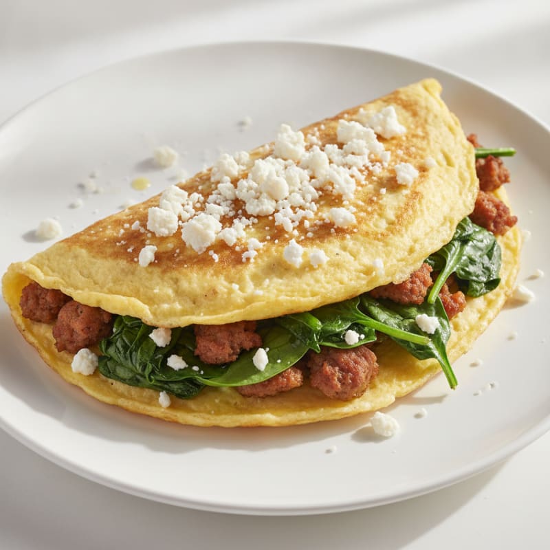Egg White Omelet with Turkey Sausage and Spinach