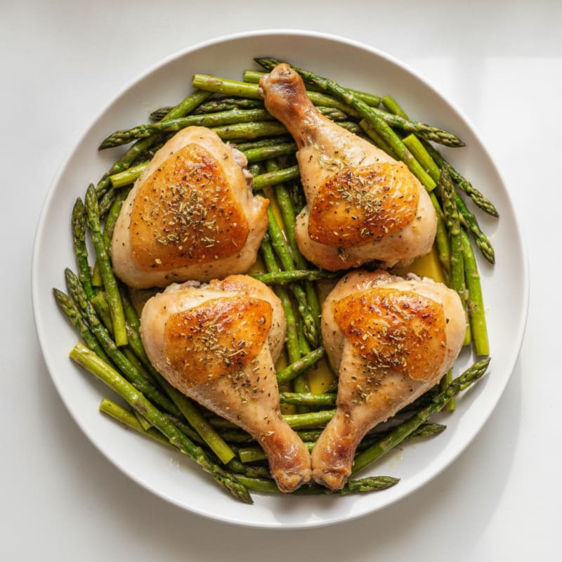 Herb-Roasted Chicken Legs with Lemon Asparagus