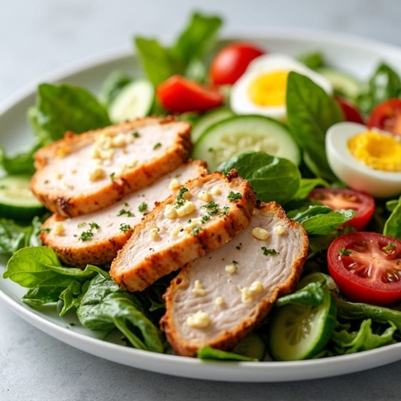 Grilled Turkey Breast Salad with Cottage Cheese and Mixed Greens