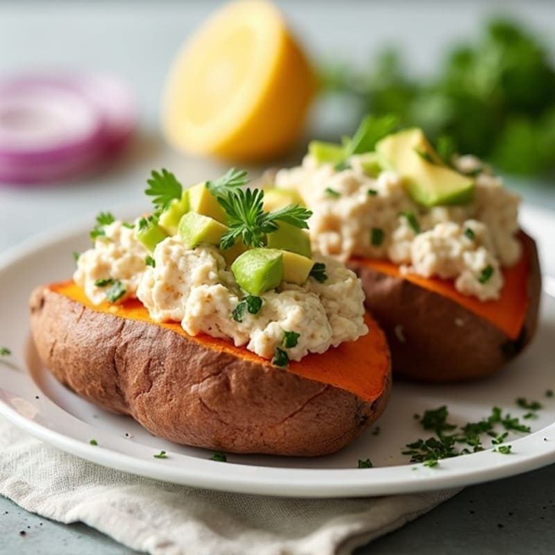 Creamy Tuna Stuffed Sweet Potatoes