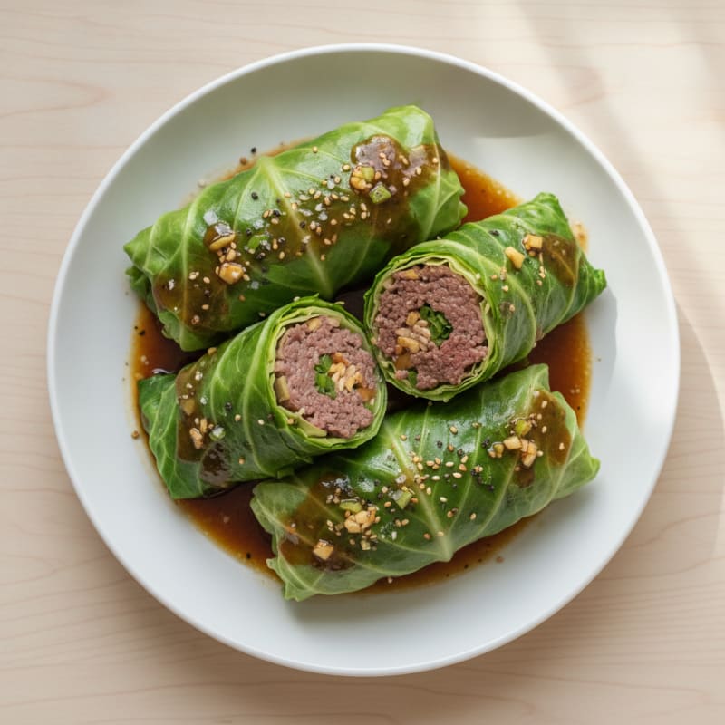 Asian Beef and Cabbage Rolls