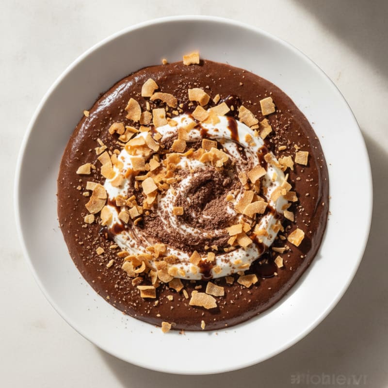 Silky Chocolate Protein Pudding with Toasted Coconut