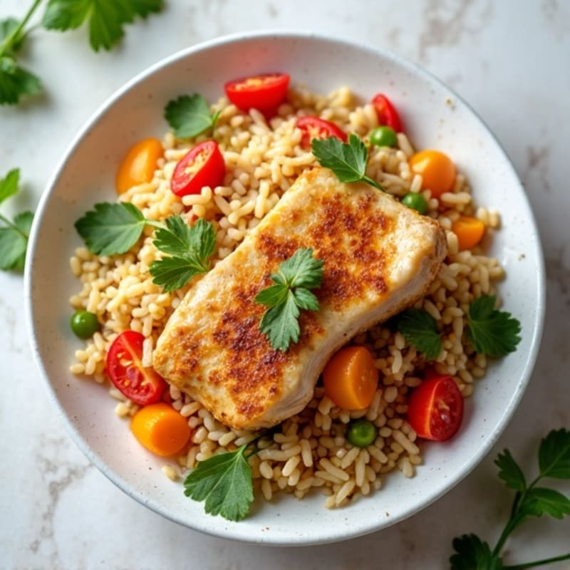 Healthy Chicken Fried Rice with Fresh Vegetables